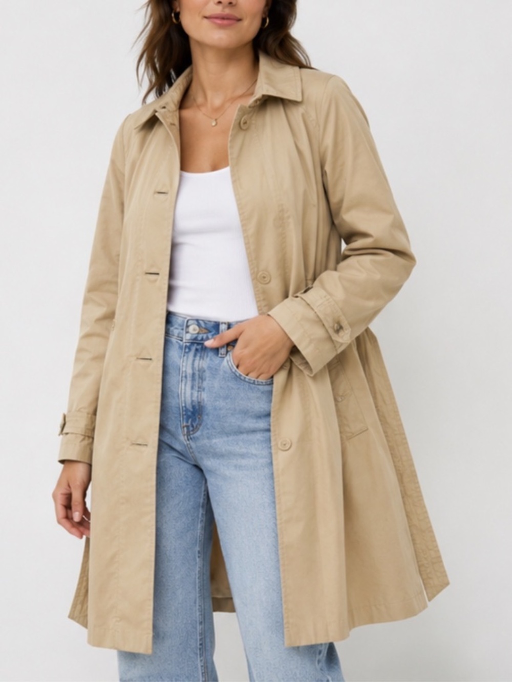 DKNY khaki mid-length trench coat, women’s small